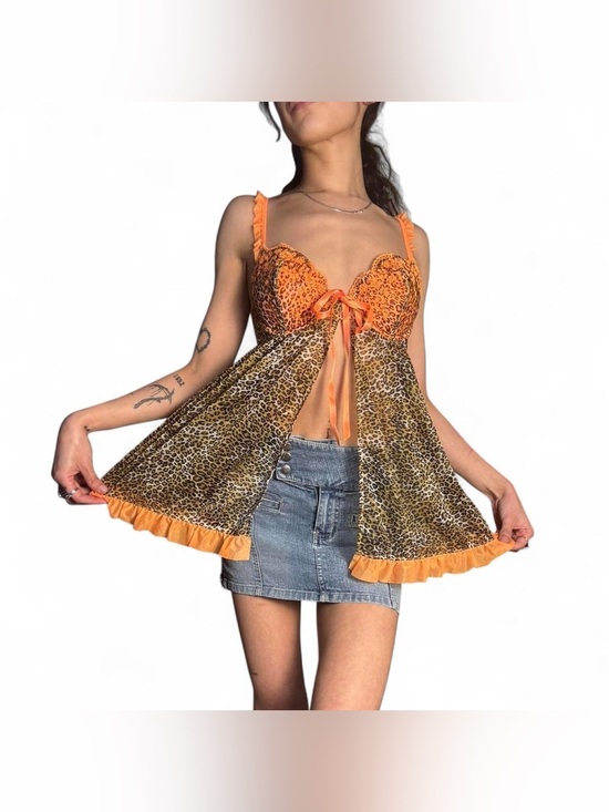 Victoria's Secret Tops - NWT Orange + Leopard Print Babydoll Top by Victoria’s Secret